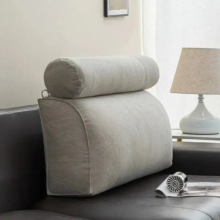 Triangle Reading Cushion with Removable Cover for Bedside Lounging | Triangle Bedside Reading Cushion | Wedge Pillows