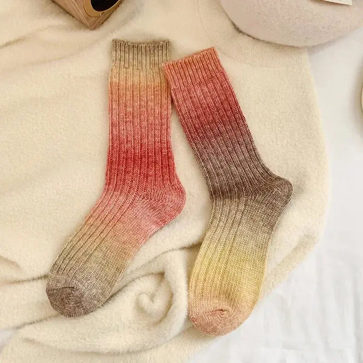 Gradient Wool Cashmere Blend Long Socks for Women, Thick Thermal Knit | Thermal Gradient Socks for Winter | Socks