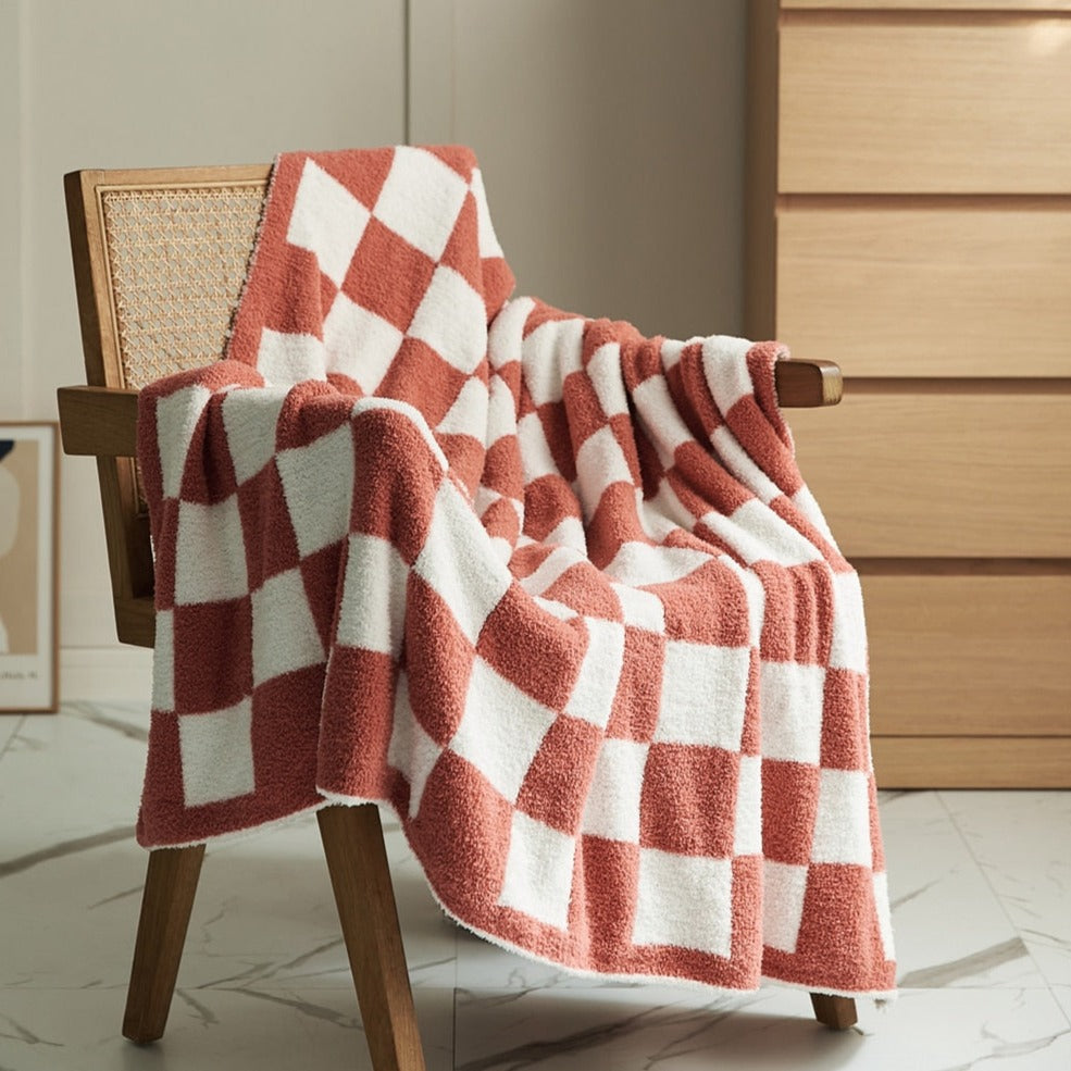 Colourful Checkerboard Polyester Throw Blanket in Three Sizes | Colourful Checks for Cosy Rooms | Throw Blankets