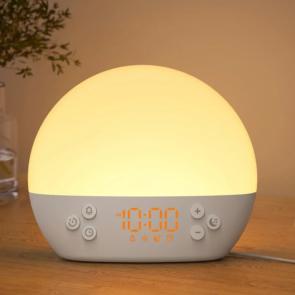Sunrise Alarm Clock with White Noise and 30 Sleep Sounds | Gentle Light and Sound Routine | Sunrise Alarm Clocks