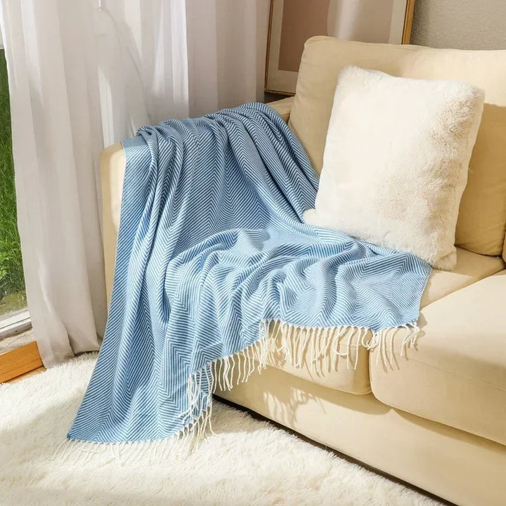 Nordic Stripe 100% Cotton Throw Blanket for Sofa and Bed | Nordic Stripes in Pure Cotton | Cotton Blankets