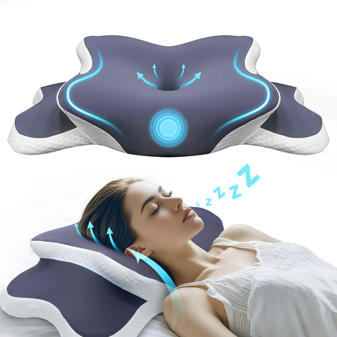 Memory Foam Butterfly Neck Pillow with Two Support Heights | Pick Your Pillow Height | Bed Pillows