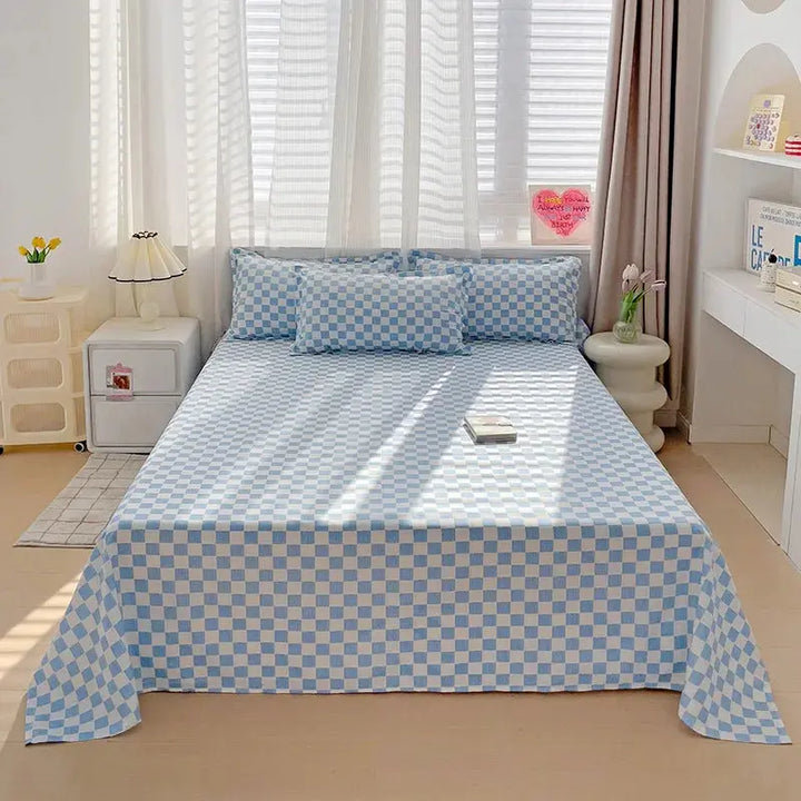 Washed Cotton Style Flat Bedsheet Set, 3 Pieces for Queen, King and Full | Washed Look Flat Sheet Set | Bed Sheet Sets