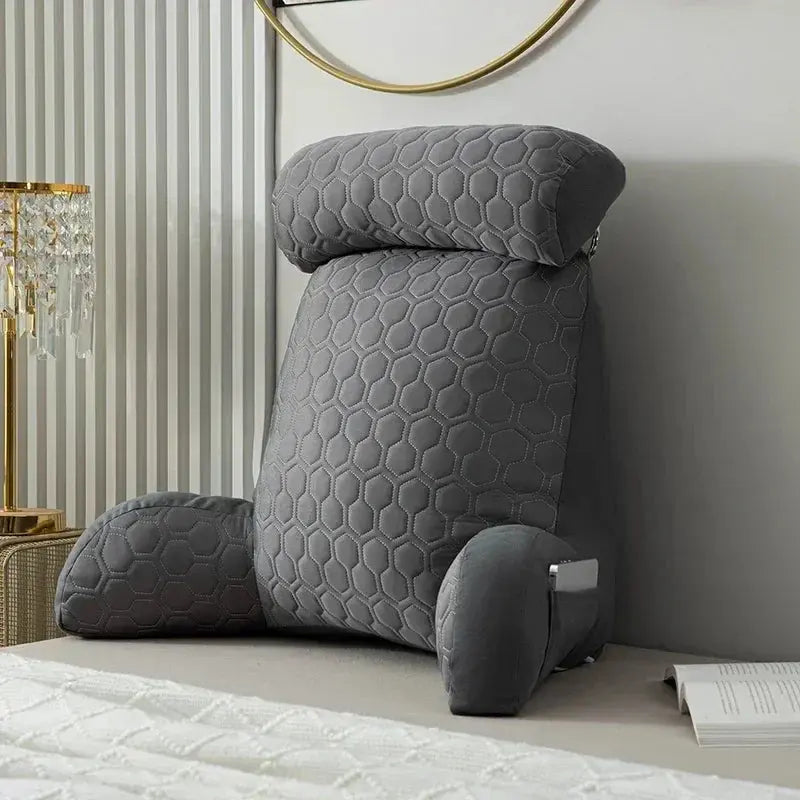 Silk-Blend Reading Pillow with Side Pockets and Washable Cover | Backrest Pillow With Pockets | Reading Pillows