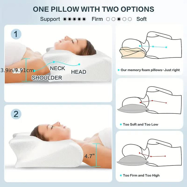 Butterfly Memory Foam Neck Pillow with Armrests for Side and Back Sleepers | Butterfly Shape Neck Support | Bed Pillows