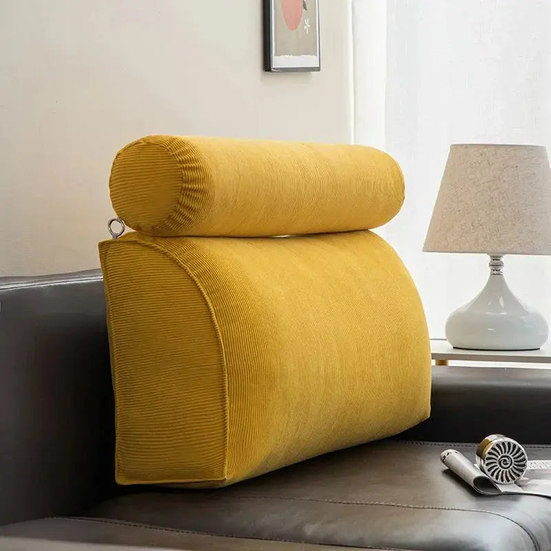 Triangle Reading Cushion with Removable Cover for Bedside Lounging | Triangle Bedside Reading Cushion | Wedge Pillows