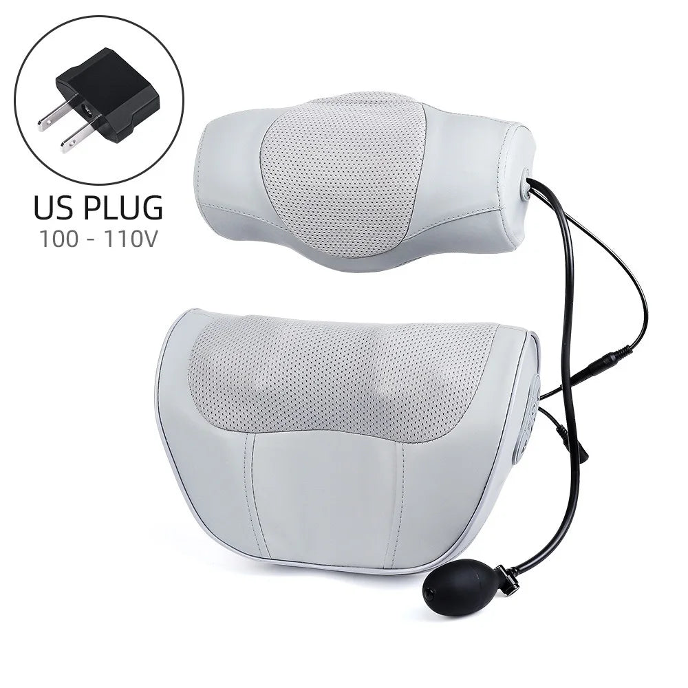 Contoured Neck Massage Pillow with Heat and Adjustable Air Support | Warmth and Adjustable Neck Support | Massage Pillows