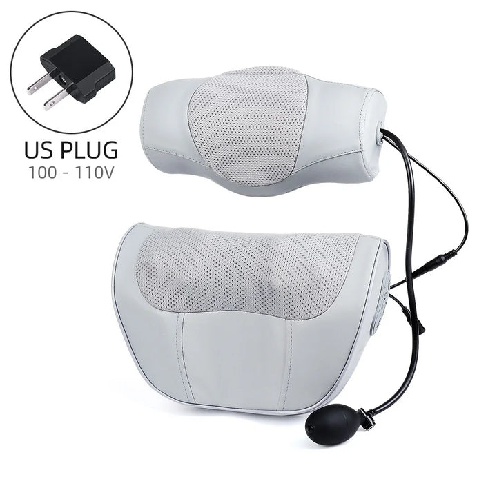 Contoured Neck Massage Pillow with Heat and Adjustable Air Support | Warmth and Adjustable Neck Support | Massage Pillows