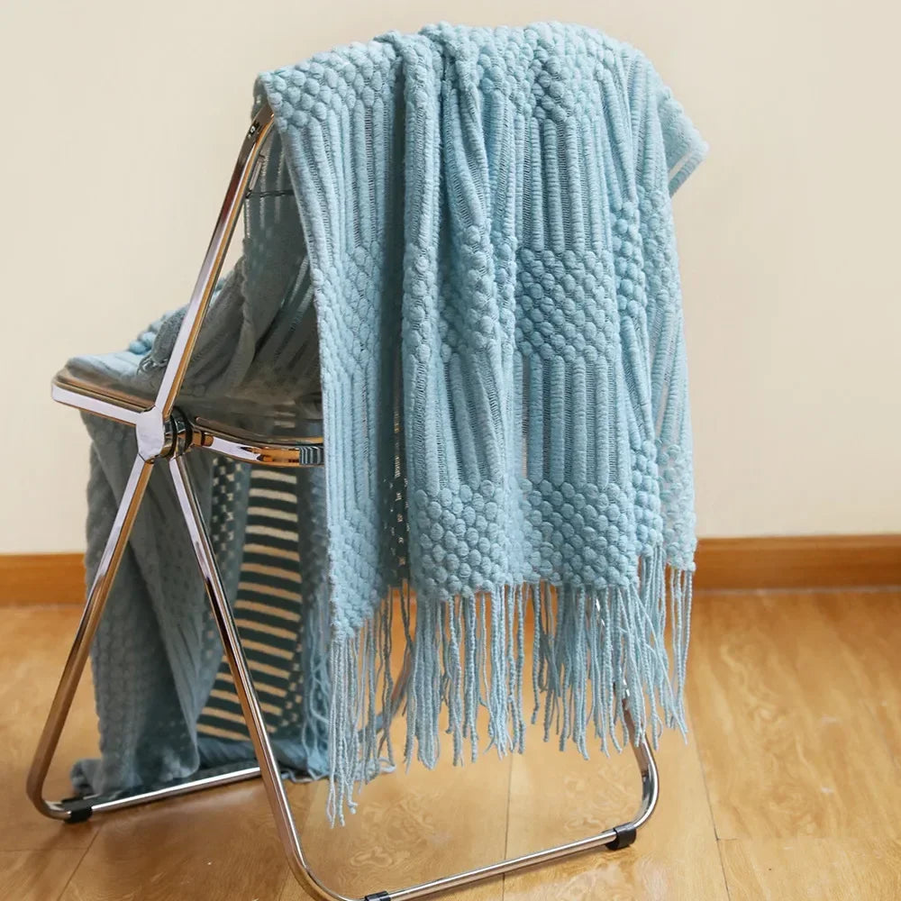 Nordic Style Thick Knitted Throw Blanket in Soft Synthetic Cashmere, Six Colours | Plush Nordic Knit for Chilly Evenings | Throw Blankets