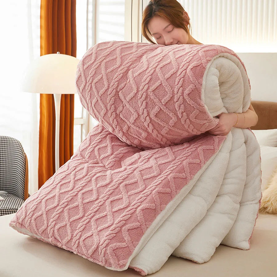 Thick Sherpa-Style Fleece Winter Blanket in Multiple Sizes | Heavyweight Warmth for Winter | Throw Blankets