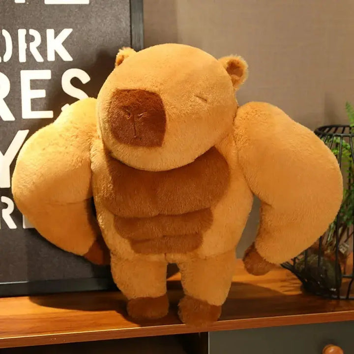 Muscle Capybara Plush Toy, Soft Huggable Stuffed Animal Pillow | Huggable Capybara with Muscles | Plush Pillows