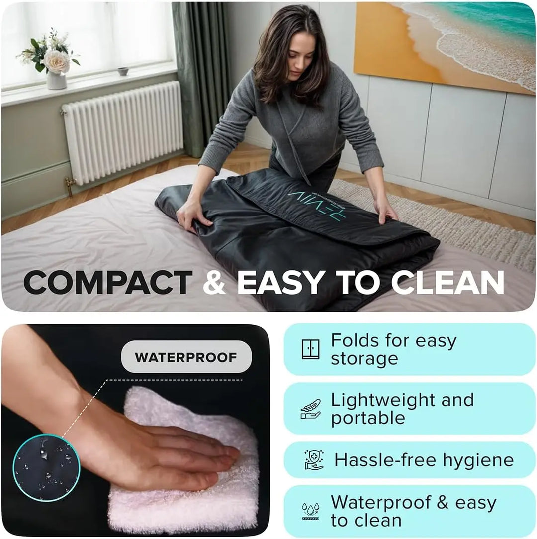 Foldable Infrared Sauna Blanket with 6 Heat Levels and Arm Zippers | Home Sauna Warmth, Arms Free | Sauna Blankets