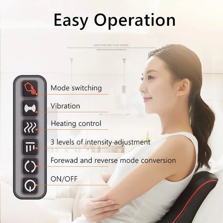 Shiatsu Neck and Back Massage Pillow with Heat and 16 Nodes | Kneading Massage Wherever You Rest | Massage Pillows