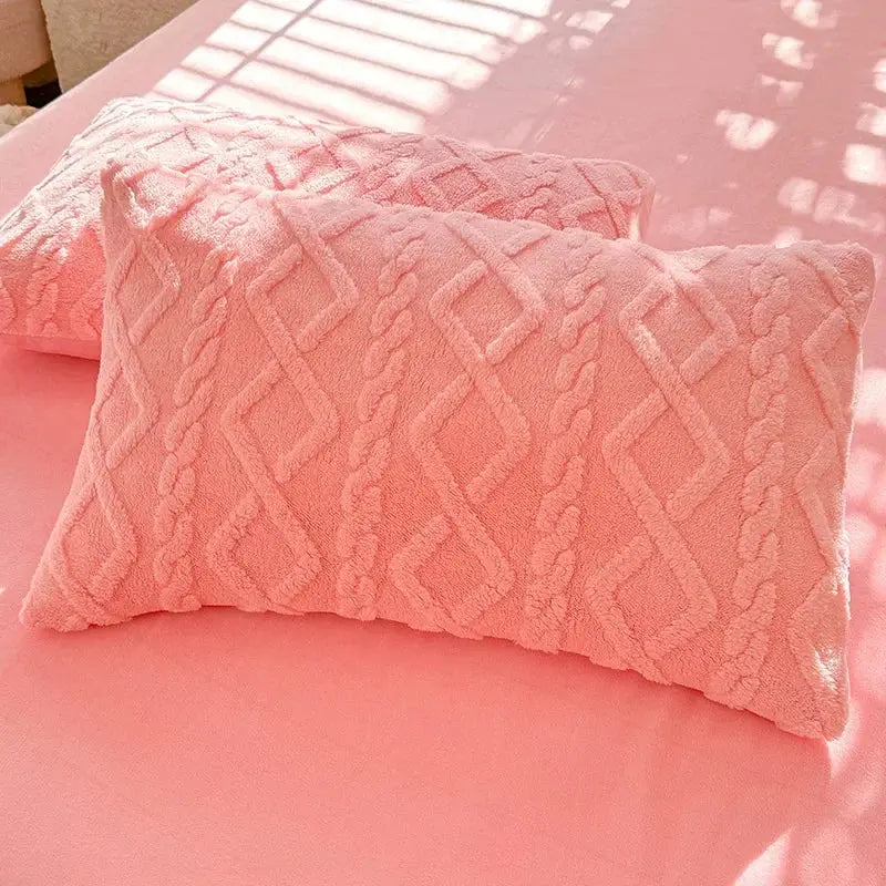 Ultra Soft Textured Pillowcase Set, 48x74cm, Warm Velvet-Like Fabric, 2 Pcs | Warm Textured Pillow Covers | Pillowcases