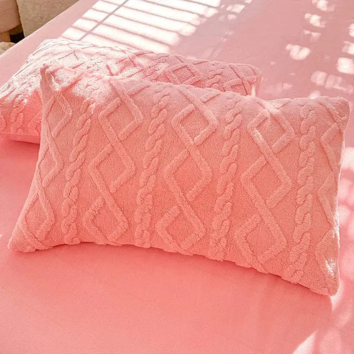 Ultra Soft Textured Pillowcase Set, 48x74cm, Warm Velvet-Like Fabric, 2 Pcs | Warm Textured Pillow Covers | Pillowcases