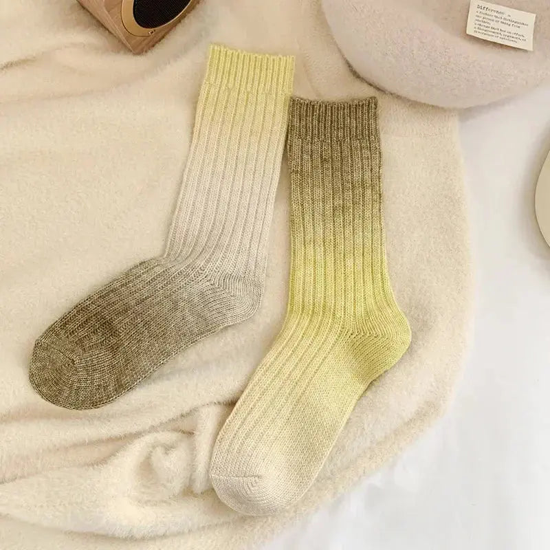 Gradient Wool Cashmere Blend Long Socks for Women, Thick Thermal Knit | Thermal Gradient Socks for Winter | Socks