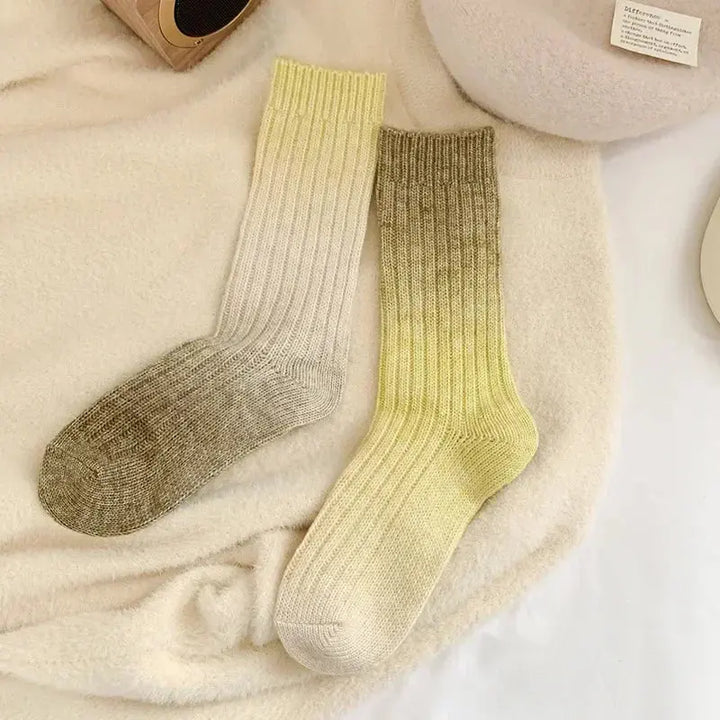 Gradient Wool Cashmere Blend Long Socks for Women, Thick Thermal Knit | Thermal Gradient Socks for Winter | Socks