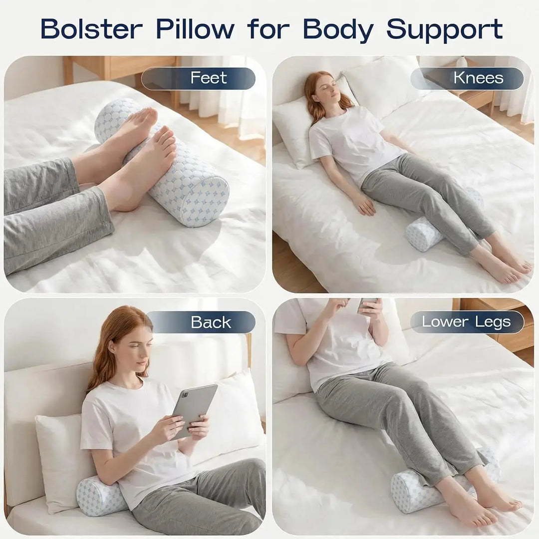 Cooling Neck Roll Pillow with Memory Foam Core | Cylinder Support for Your Neck | Neck Rolls
