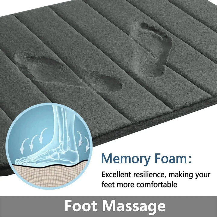 Velvet Memory Foam Bathroom Rug Set of 3 with Non Slip Backing | Plush, Absorbent Bath Rug Trio | Bath Rugs