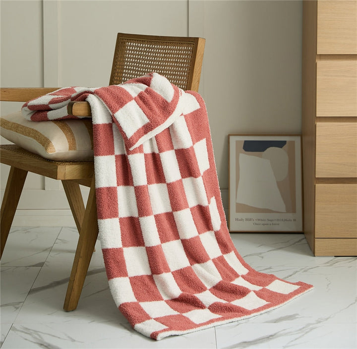 Colourful Checkerboard Polyester Throw Blanket in Three Sizes | Colourful Checks for Cosy Rooms | Throw Blankets