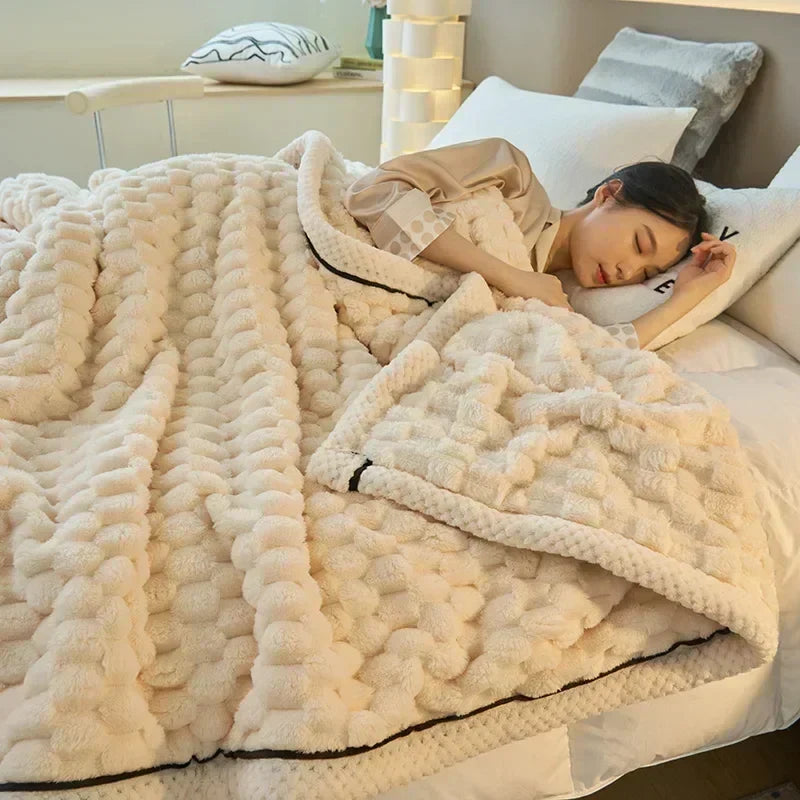 Soft Flannel Throw Blanket in Flocked Pattern for Autumn | Lightweight Flannel Warmth for Autumn | Throw Blankets