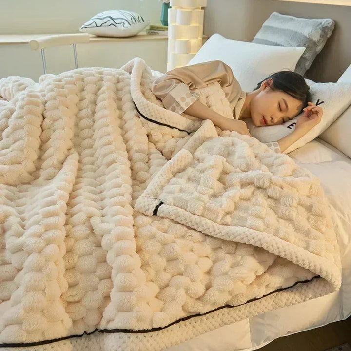 Soft Flannel Throw Blanket in Flocked Pattern for Autumn | Lightweight Flannel Warmth for Autumn | Throw Blankets