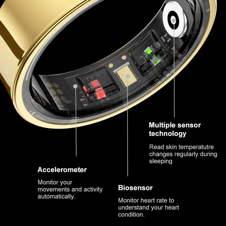 Stainless Steel Smart Ring with Sleep Tracking and Charging Case | Discreet Activity and Sleep Tracking | Smart Rings