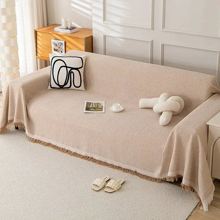 All-Season Cotton Yarn Sofa Cover Blanket for Home and Camping | Natural Cotton Cover for Furniture and Outdoors | Sofa Covers