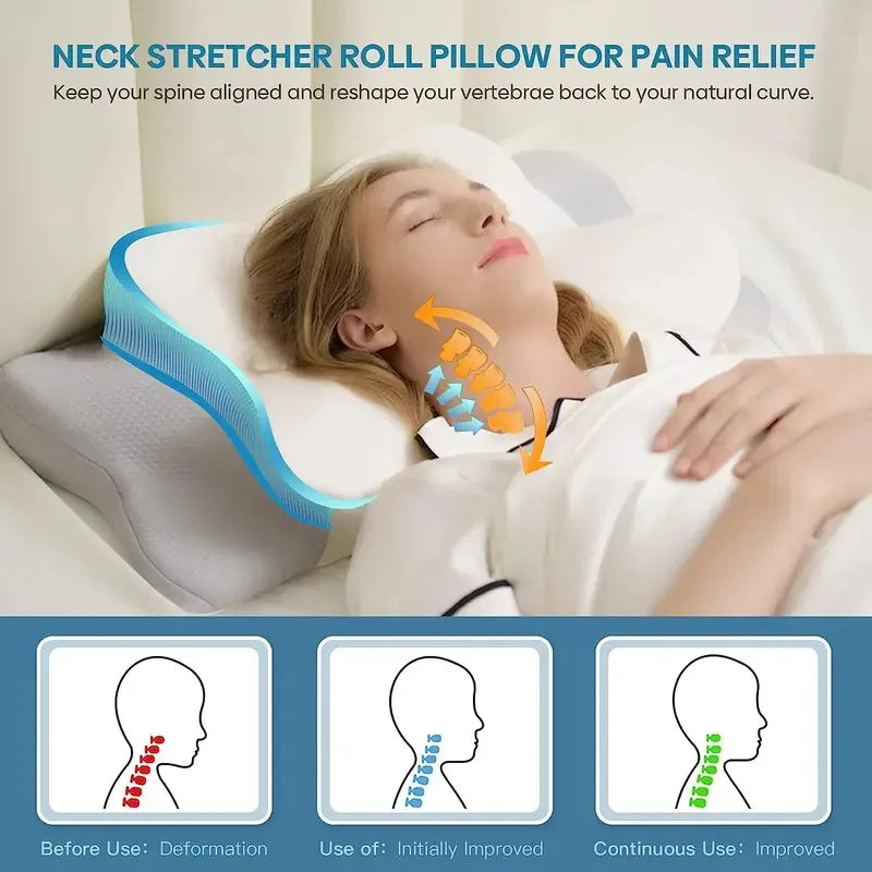 Contour Memory Foam Neck Pillow with Arm Supports for Sleepers | Sculpted Rest for Head and Arms | Bed Pillows