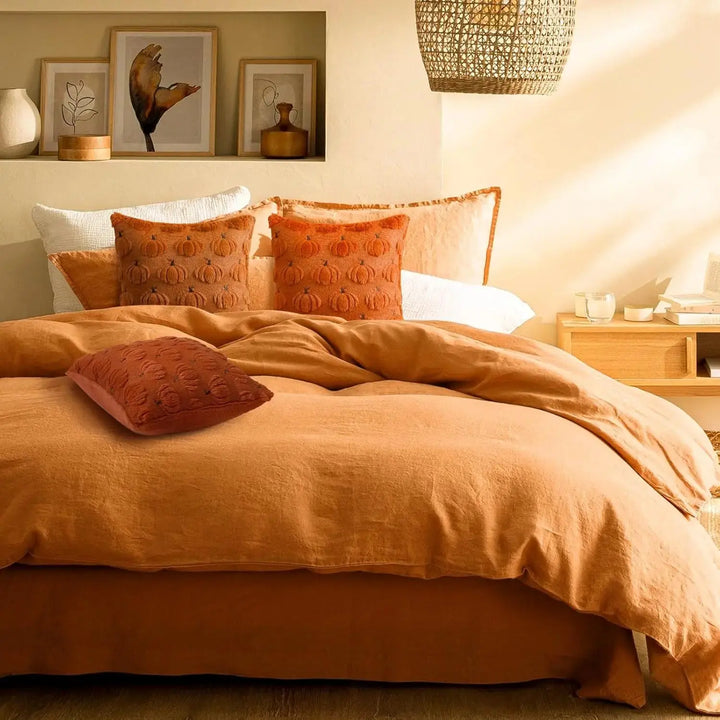 Embroidered Pumpkin Cushion Covers in Soft Faux Fur | Cozy Fall Decor Made Easy | Cushion Covers