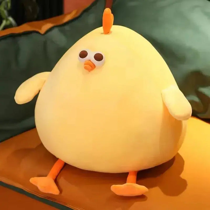 Funny Fat Chicken Plush Pillow, Bright Yellow Mother Hen in 25cm or 45cm | Chubby Chicken Cuddle Pillow | Plush Pillows