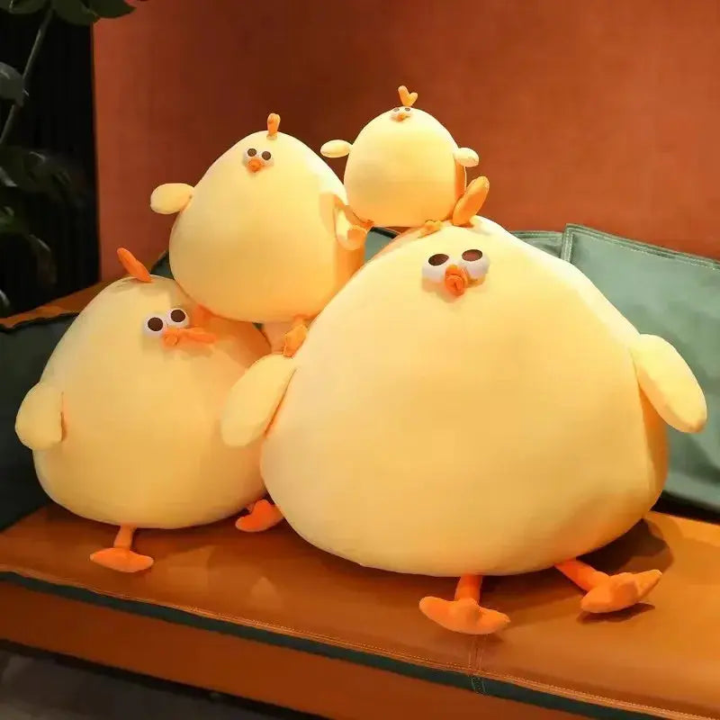 Funny Fat Chicken Plush Pillow, Bright Yellow Mother Hen in 25cm or 45cm | Chubby Chicken Cuddle Pillow | Plush Pillows