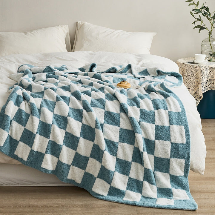 Colourful Checkerboard Polyester Throw Blanket in Three Sizes | Colourful Checks for Cosy Rooms | Throw Blankets