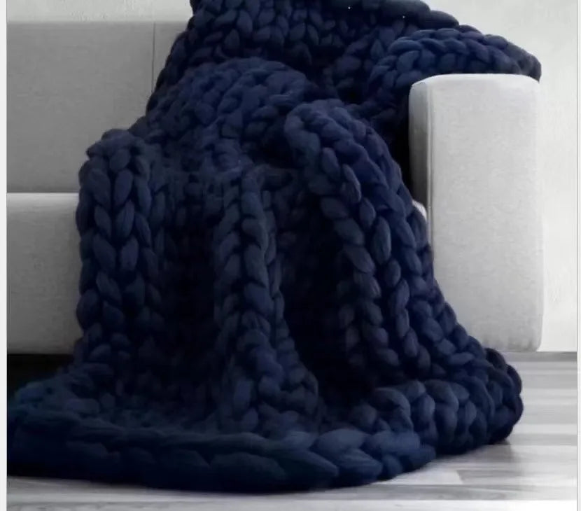 Chunky Knit Wool-Style Throw Blanket for Sofa and Bed in Six Colours | Chunky Knit Texture for Cold Days | Throw Blankets