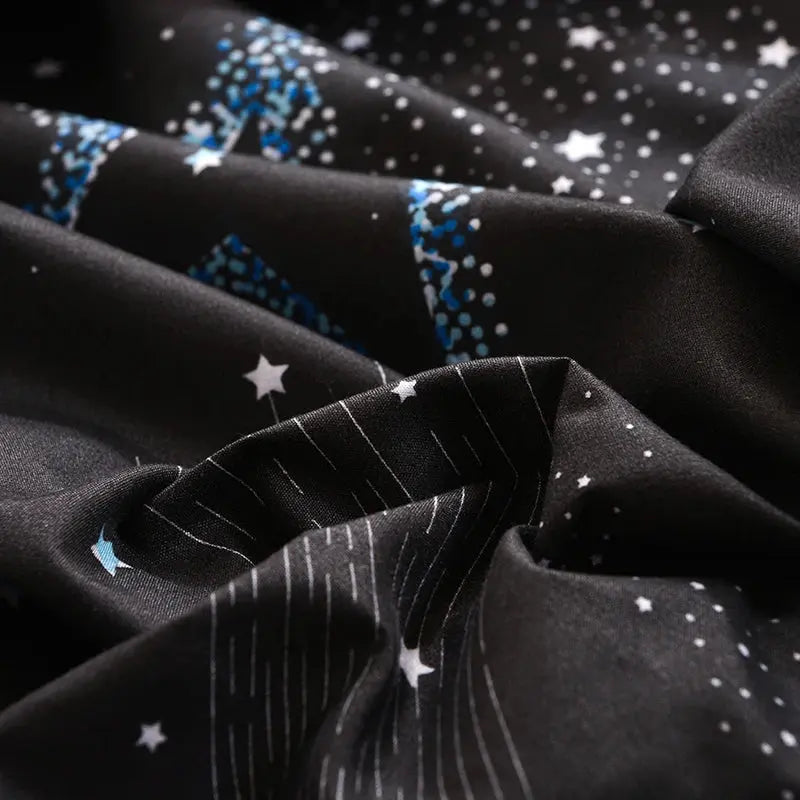 Starry Sky Printed Fitted Sheet Set with Two Pillowcases | Deep Elastic Fit, Starry Style | Fitted Sheet Sets