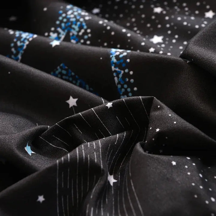 Starry Sky Printed Fitted Sheet Set with Two Pillowcases | Deep Elastic Fit, Starry Style | Fitted Sheet Sets