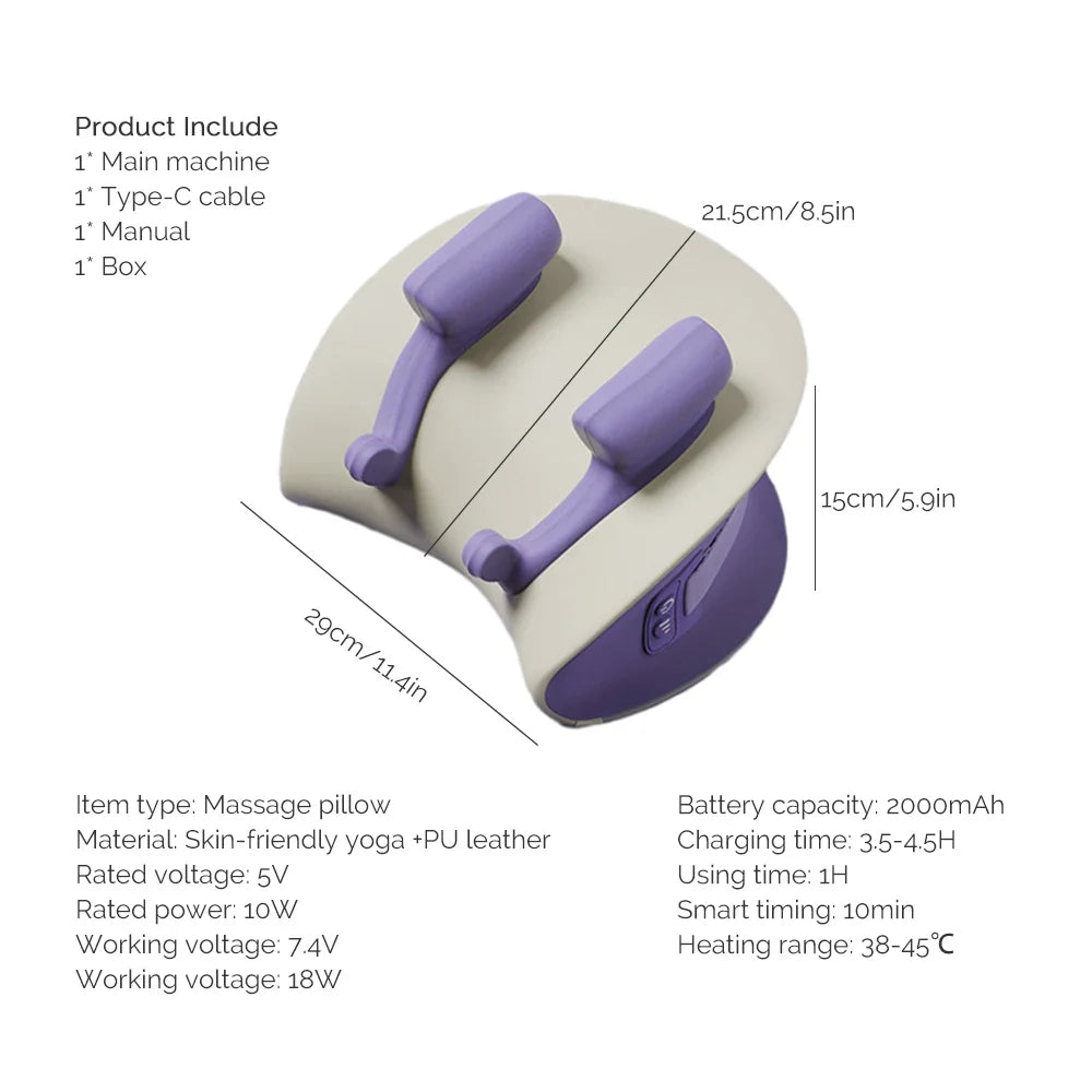 Cordless Neck and Shoulder Massager with Heat, Rechargeable Kneading Pillow | Cordless Kneading with Warmth | Massage Pillows