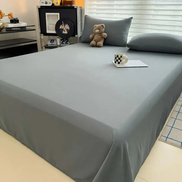 Soft Solid Colour Flat Bedsheet Set, 3 Pieces for Single to King | Smooth Solid-Colour Flat Sheet Set | Bed Sheet Sets