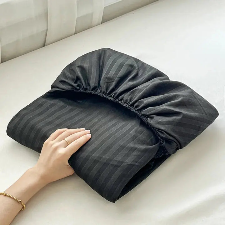 Striped Embossed Fitted Sheet with Soft Microfiber and Deep Pocket Fit | Striped Embossed Deep Pocket Sheet | Fitted Sheets