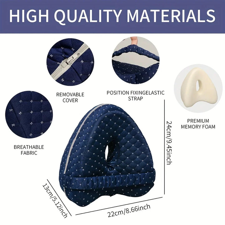 Memory Foam Knee Pillow for Side Sleepers with Elastic Strap | Comfort Between Your Knees at Night | Knee Pillows