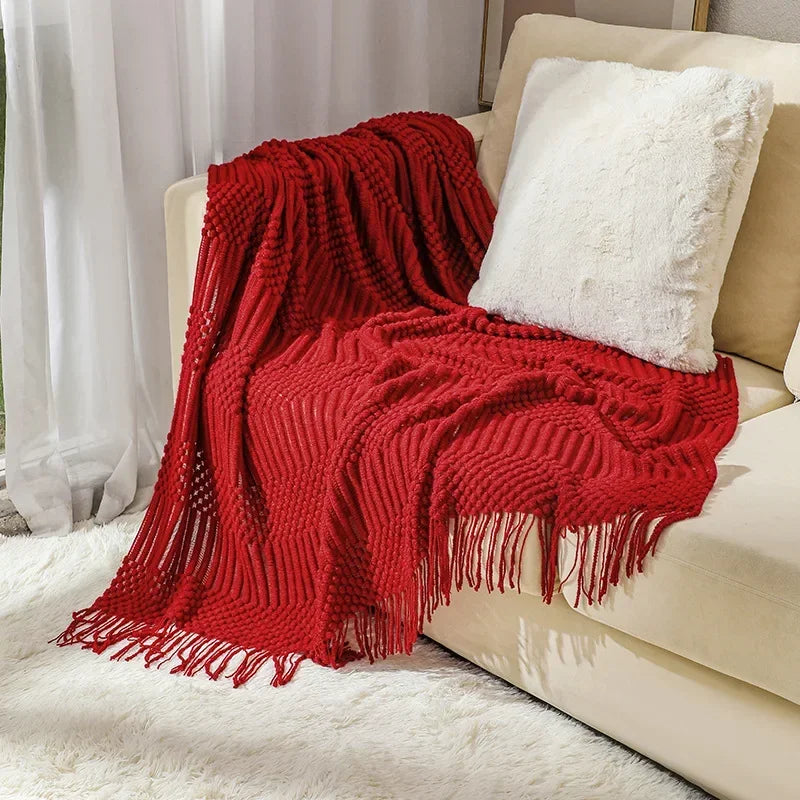 Nordic Style Thick Knitted Throw Blanket in Soft Synthetic Cashmere, Six Colours | Plush Nordic Knit for Chilly Evenings | Throw Blankets