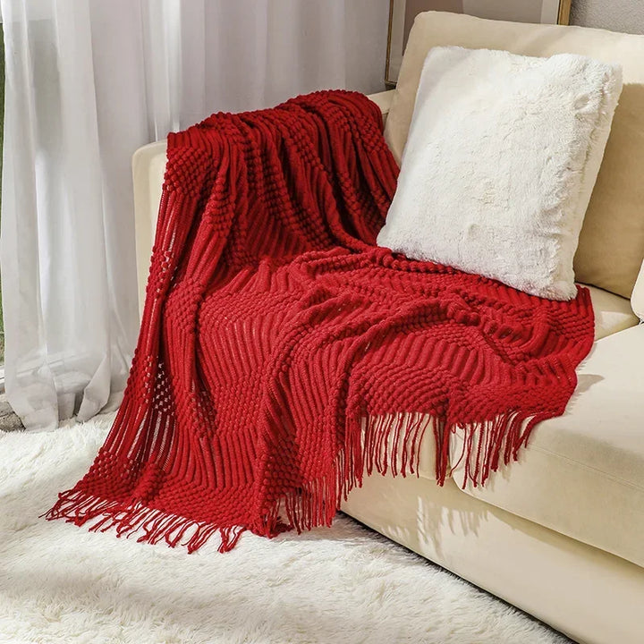 Nordic Style Thick Knitted Throw Blanket in Soft Synthetic Cashmere, Six Colours | Plush Nordic Knit for Chilly Evenings | Throw Blankets