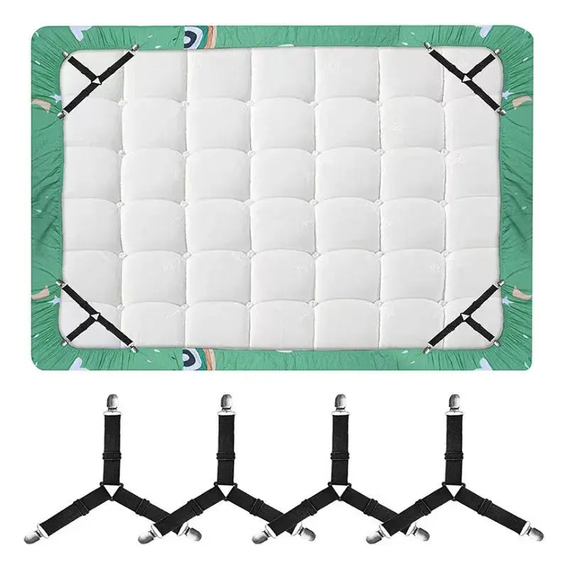 Adjustable Bed Sheet Fastener Straps with Elastic Crisscross and Metal Clips | Keeps Sheets Tight and Smooth | Bed Sheet Holders