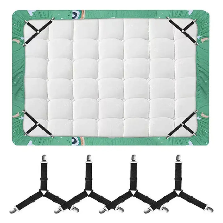 Adjustable Bed Sheet Fastener Straps with Elastic Crisscross and Metal Clips | Keeps Sheets Tight and Smooth | Bed Sheet Holders