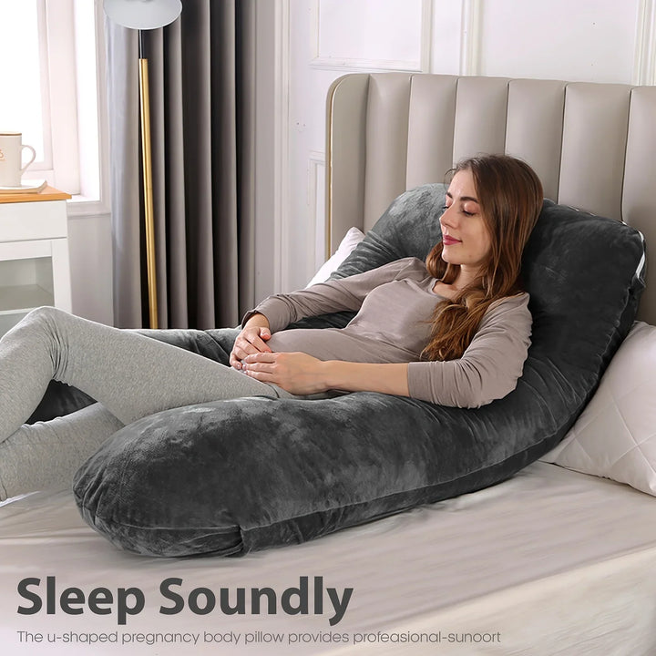 U-Shaped Full Body Pillow with Removable Fleece Cover | Wraparound Support for Side Sleepers | Body Pillows