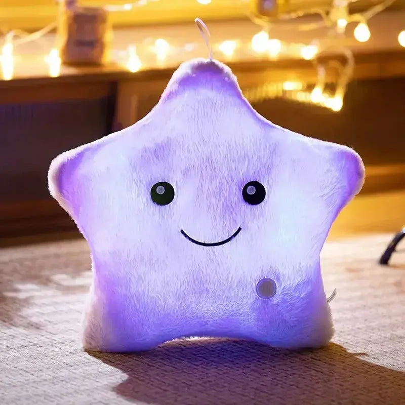 Twinkle Star LED Plush Pillow with Soft Glow, 9 Inch | Glowing Star Cushion for Cosy Rooms | Plush Pillows