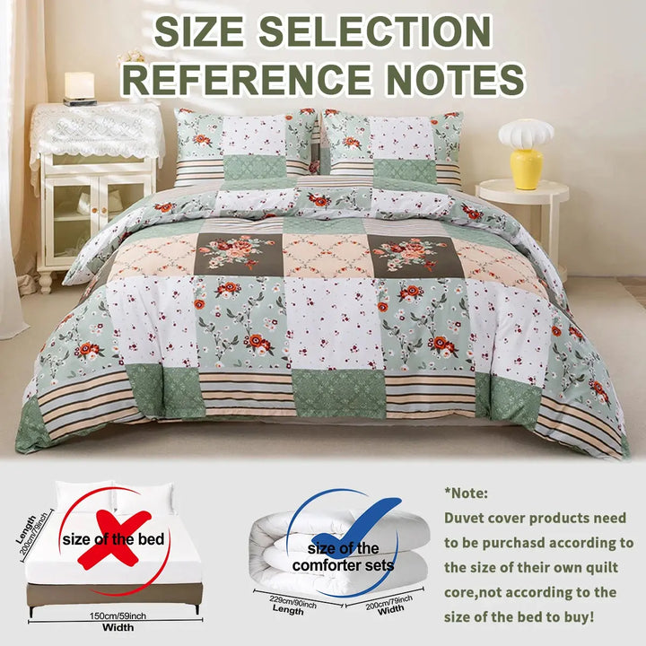 Coordinated Floral Splice Duvet Cover Set with Patchwork Print | Patchwork Florals for the Bed | Bedding Sets