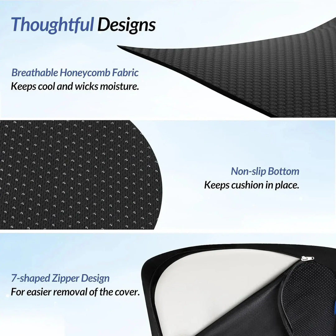 U-Shaped Memory Foam Seat Cushion with Non-Slip Base for Car and Office | U-Shaped Cushion for Everyday Seating | Seat Cushions