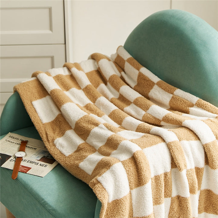 Colourful Checkerboard Polyester Throw Blanket in Three Sizes | Colourful Checks for Cosy Rooms | Throw Blankets
