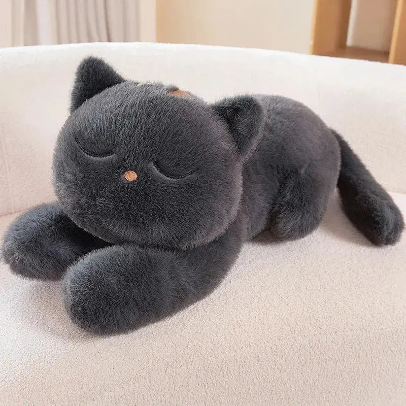 Midnight Cat Plush Pillow, Soft Lying Cat for Cuddling and Decor | Soft Midnight Cat to Cuddle | Plush Pillows